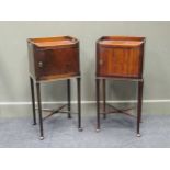 A near pair of Georgian style mahogany bedsides/ pot cupboards on pad feet 78 x 37 x 28cm (