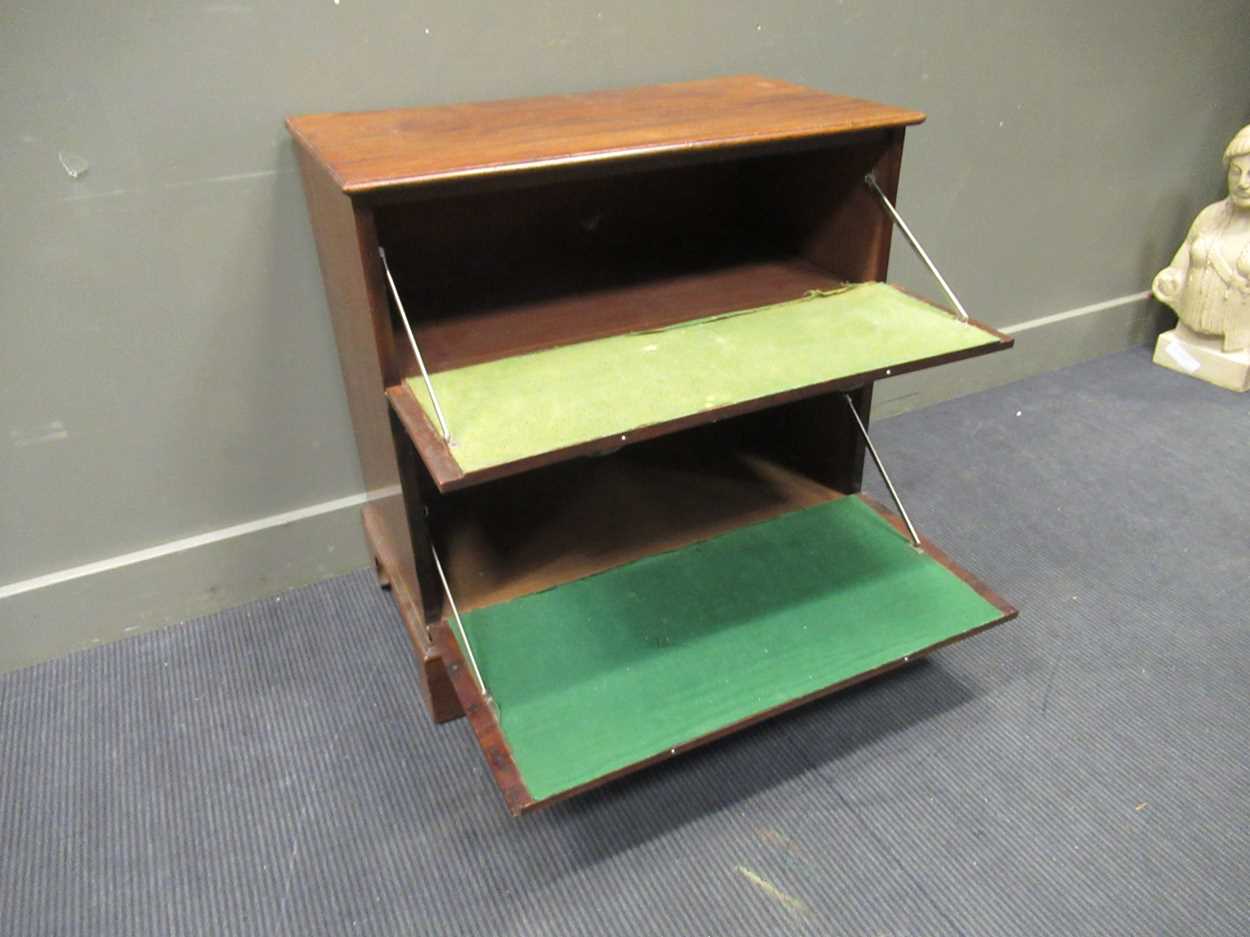 A Georgian style mahogany cabinet, with two fall front cupboard doors hidden by a four faux-drawer - Image 2 of 3