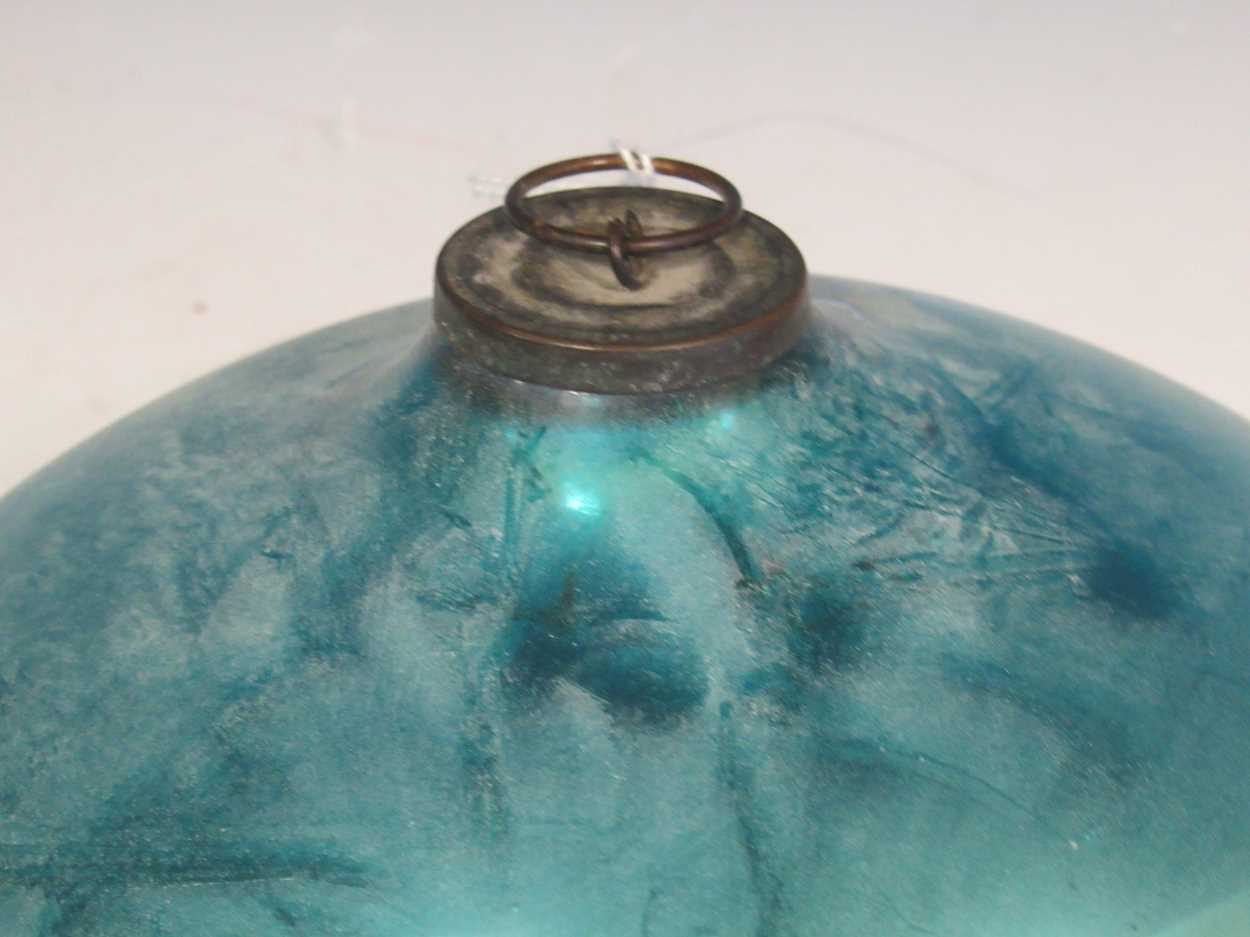 A large aquamarine coloured witch's ball, 25cm diameterThe glass has degraded somewhat, especially - Image 2 of 10