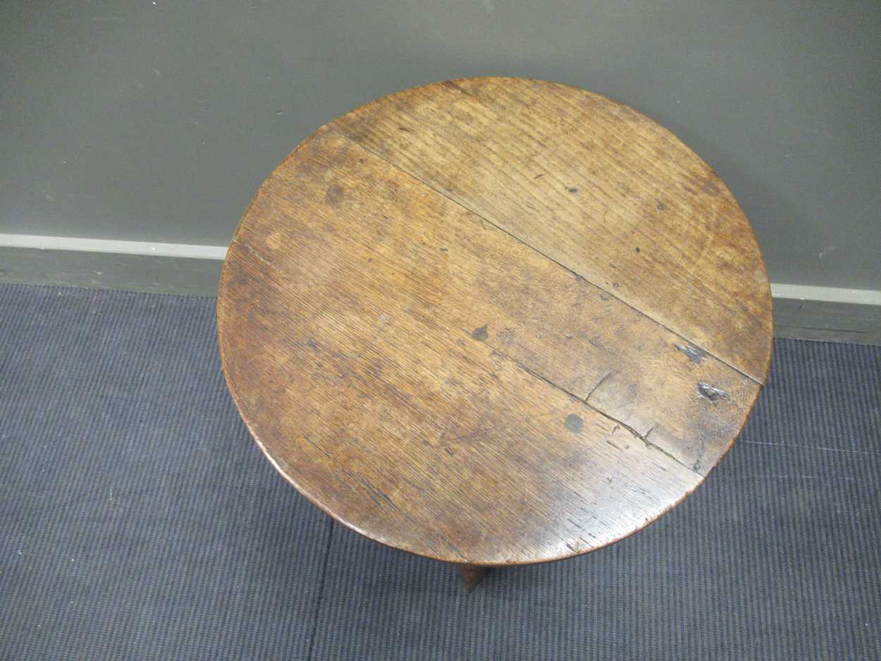 An oak cricket table, 20th century construction incorporating earlier elements, 56 x 51cmProperty - Image 2 of 7