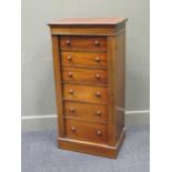 A 19th century mahogany wellington chest comprising of six drawers on a plinth base 107 x 53 x 38cm