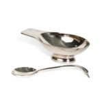 A French electroplated sauceboat and serving ladle, after a design by Christian Fjerdingstad for