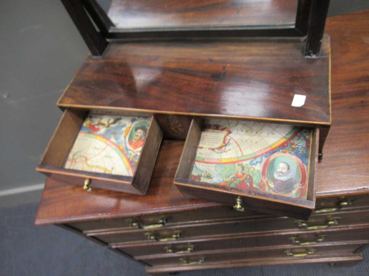 A George IV mahogany toilet mirror with twin drawer box base, 62 x 51cm - Image 2 of 5