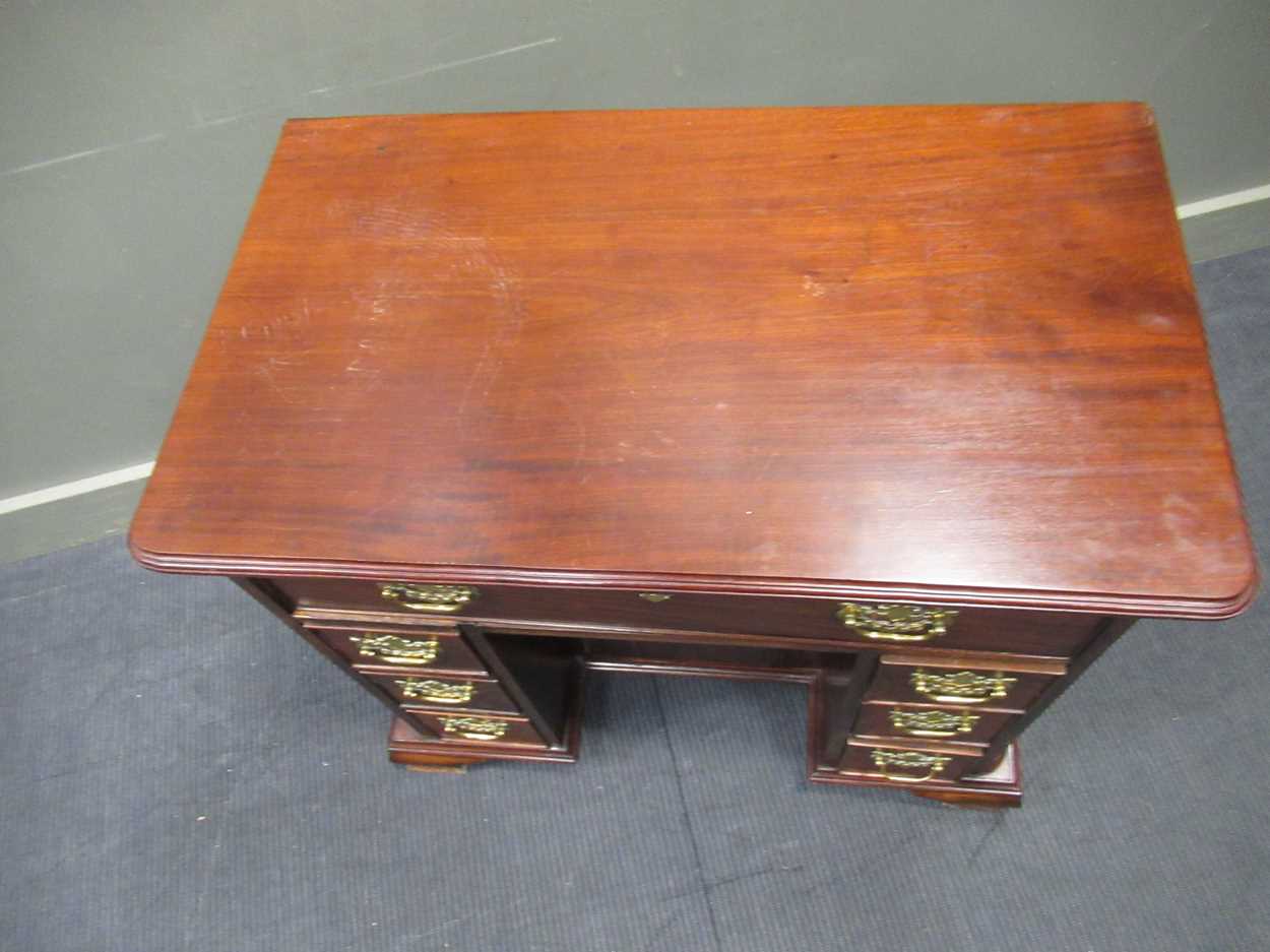A George III style mahogany kneehole desk, 20th century, 76 x 87 x 51cm - Image 2 of 7
