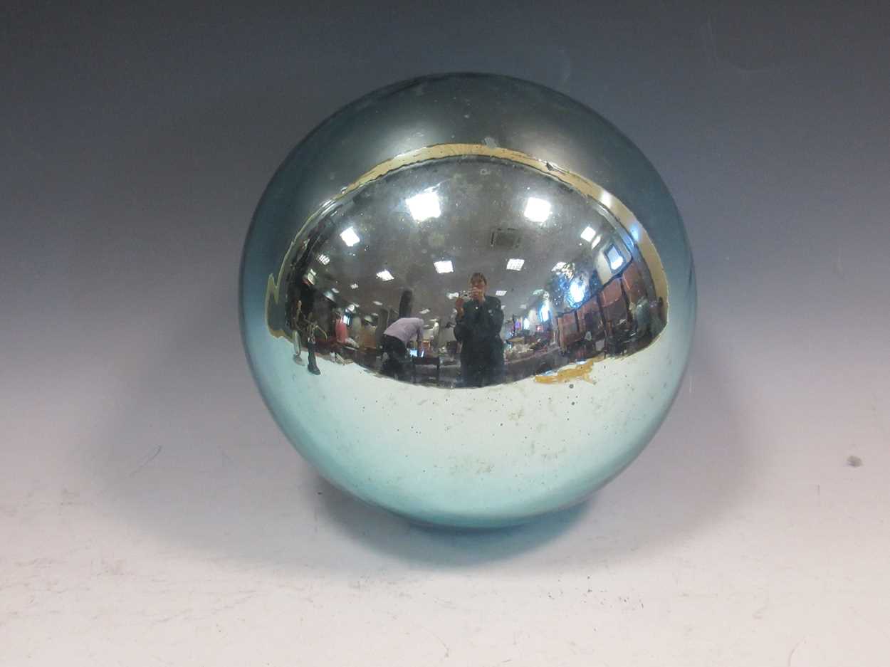 A large aquamarine coloured witch's ball, 25cm diameterThe glass has degraded somewhat, especially - Image 3 of 10