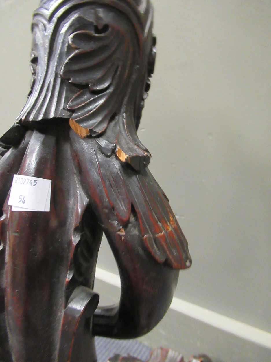 A 19th century carved figural pedestal, the scallop shaped top over a figural pedestal of a boy - Image 4 of 9