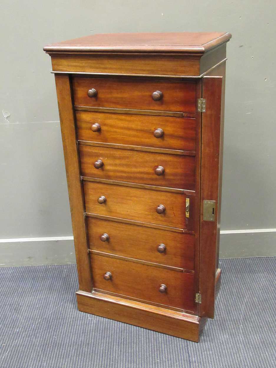 A 19th century mahogany wellington chest comprising of six drawers on a plinth base 107 x 53 x 38cm - Image 3 of 9