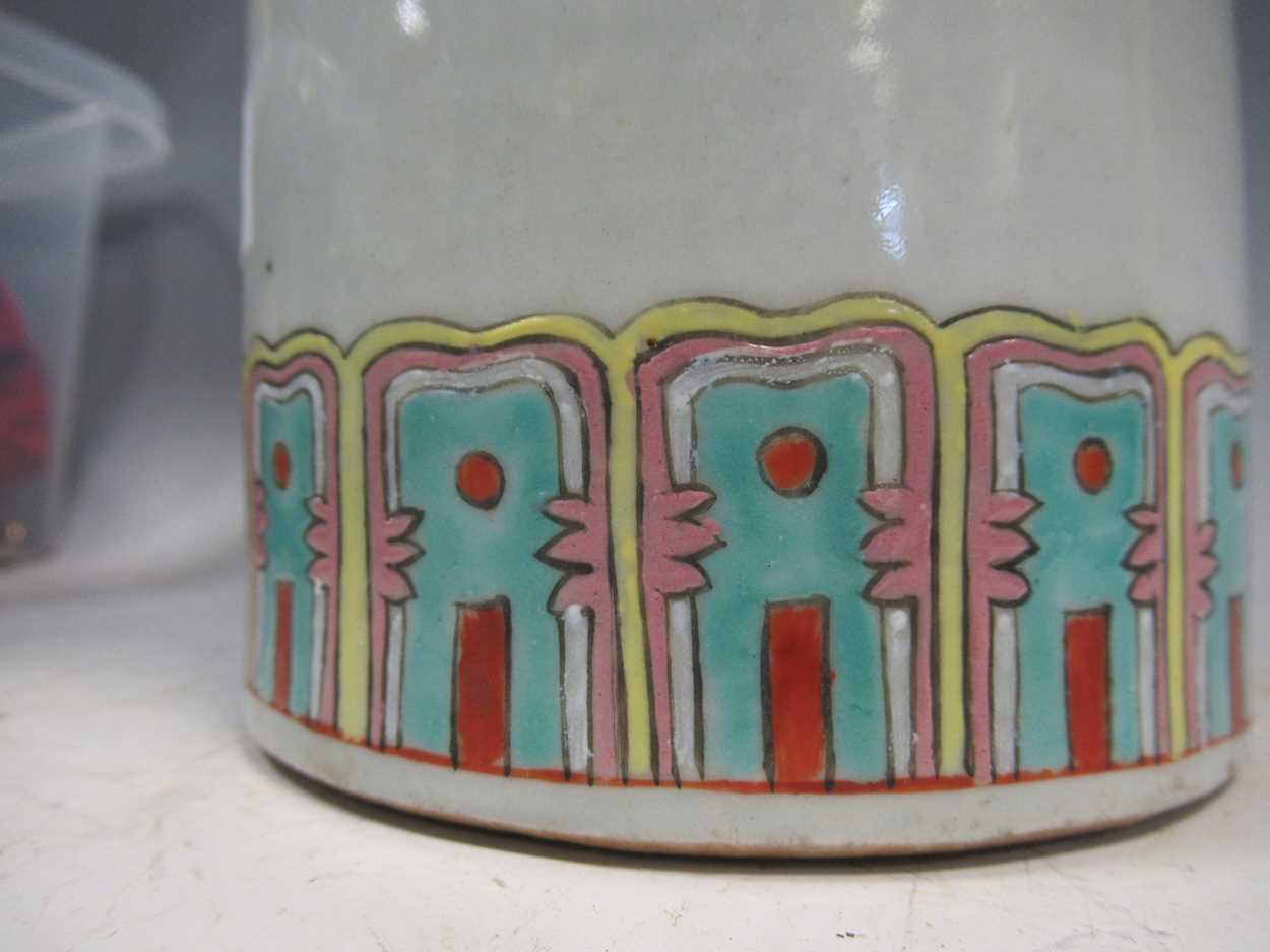 A Chinese vase, early 20th century, decorated with a festival scene, 28cm; together with a - Image 5 of 7