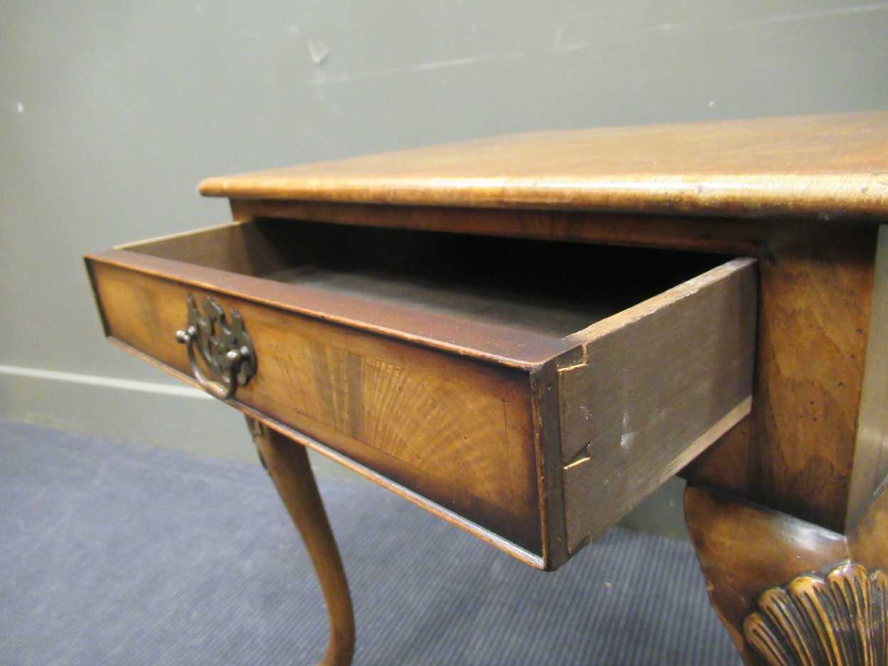 A walnut single drawer lowboy table, 61.5 x 56 x 46cm20th century, probably walnut revival circa - Image 2 of 15