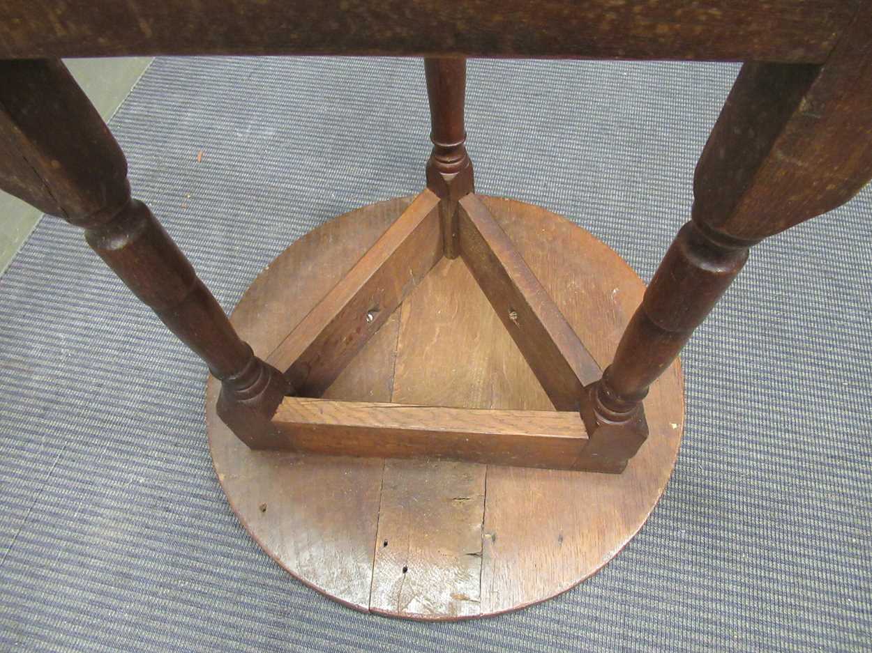 An oak cricket table, 20th century construction incorporating earlier elements, 56 x 51cmProperty - Image 5 of 7