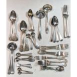 A collection of assorted silver flatware 15ozt, together with some silverplated flatware