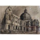 St Paul's Cathedral, 1962, ink and wash, signed 'G Holt' (lower right), 37 x 52.5cm