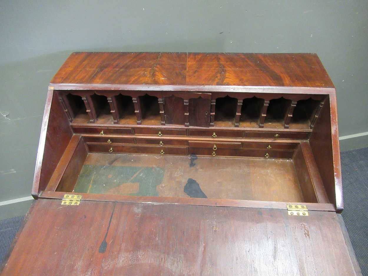 A George III mahogany bureau - (legs have been reduced), 102 x 92 x 54cmProperty from Blomvyle Hall - Image 5 of 8