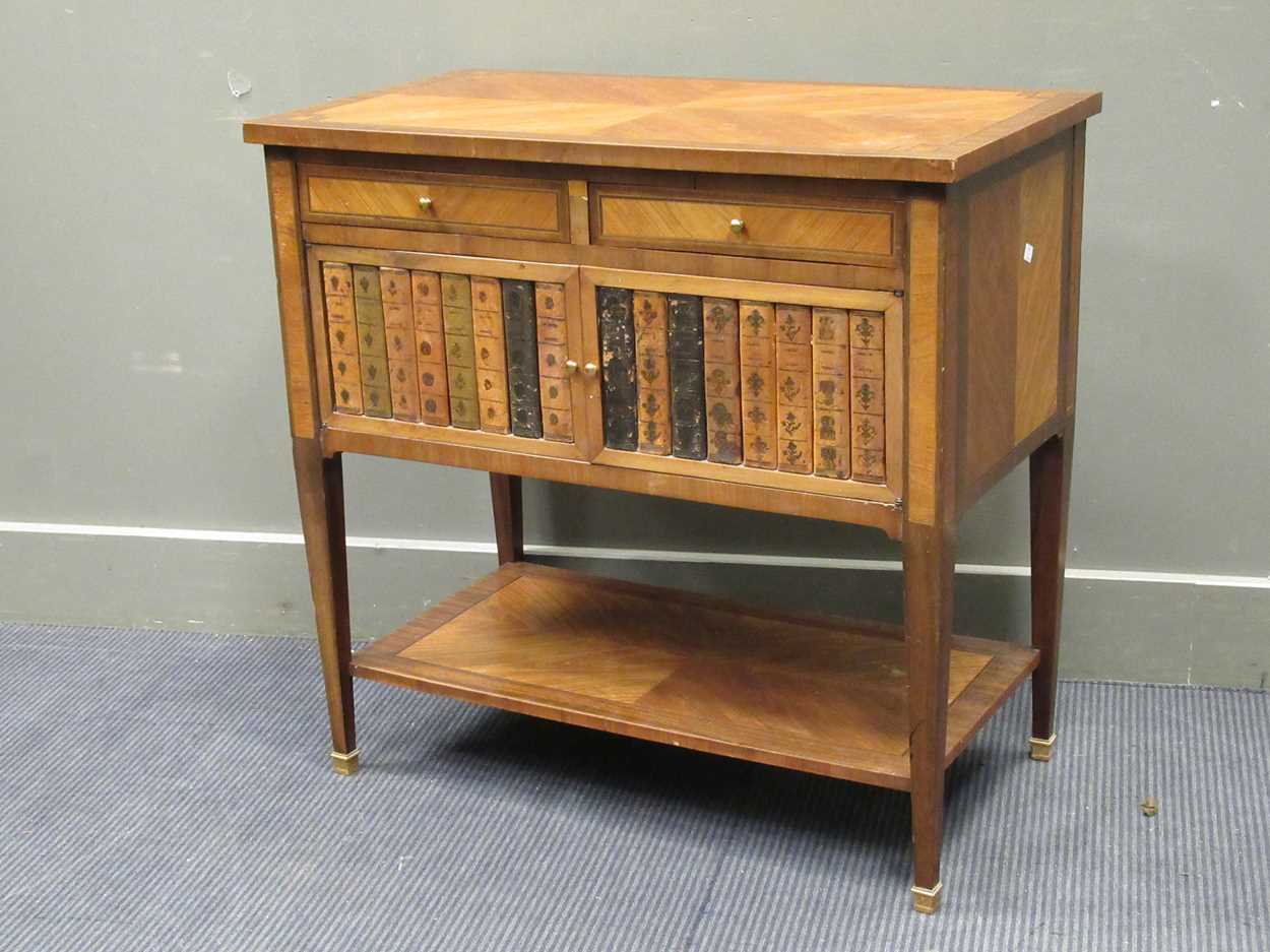 A French kingwood and mahogany side cabinet,