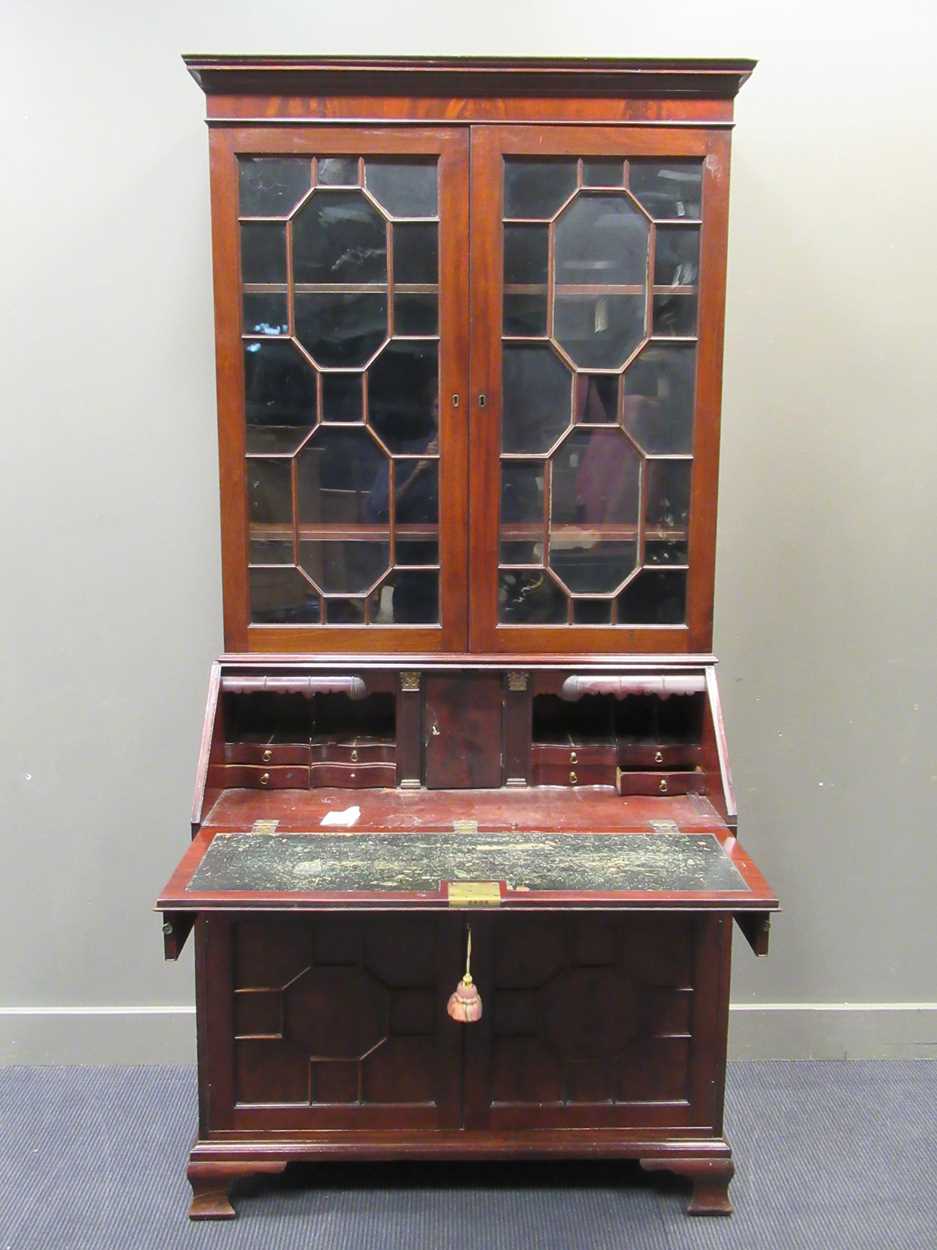 An early 19th century mahogany bureau bookcase, 232 x 113 x 62cm - Image 2 of 5