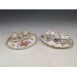 Two 19th century porcelain inkstands, both painted with floral sprays, unmarked (2)Inkwell with blue