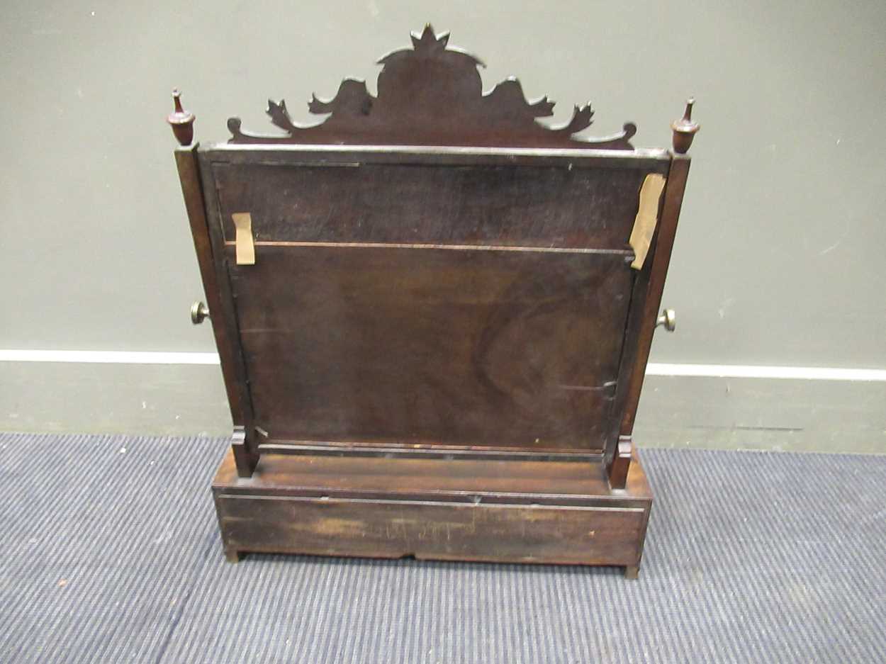 A nineteenth century bowfronted dressing table mirror, together with a Georgian style fret mirror - Image 3 of 3