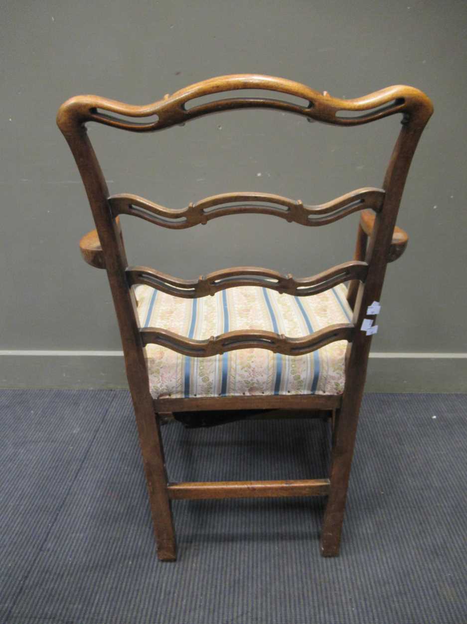 A 19th century mahogany pierced ladder back open armchair - Image 2 of 5