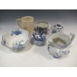 A collection of ceramics including 20th century blue and white, a Jug and wash bowl by Wedgwood