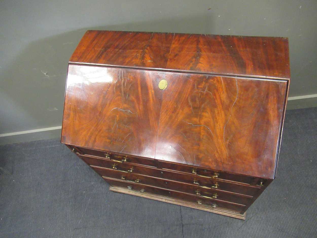 A George III mahogany bureau - (legs have been reduced), 102 x 92 x 54cmProperty from Blomvyle Hall - Image 6 of 8
