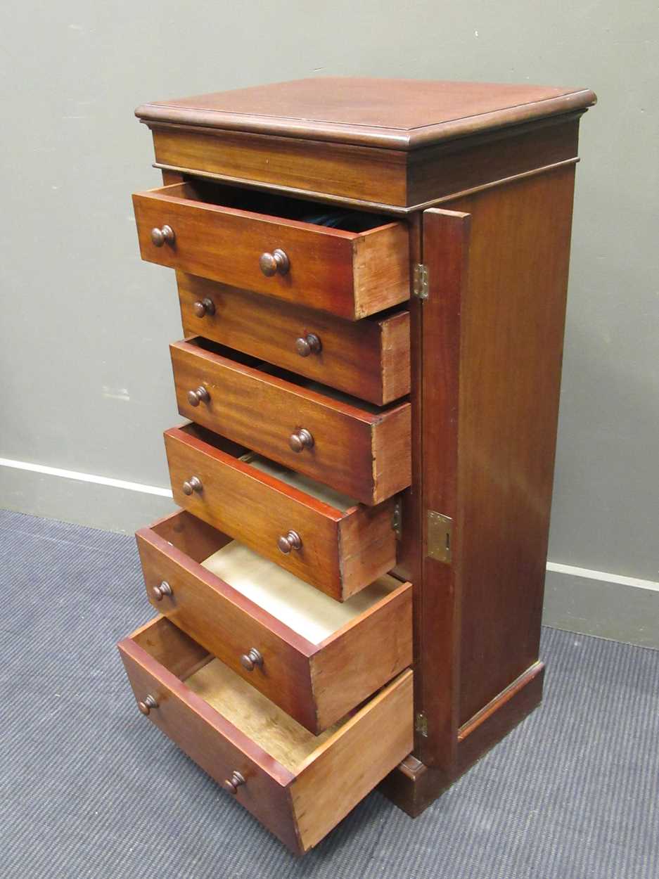 A 19th century mahogany wellington chest comprising of six drawers on a plinth base 107 x 53 x 38cm - Image 6 of 9