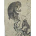 Study of Japanese monkeys printed on fabric, 69 x 34cm