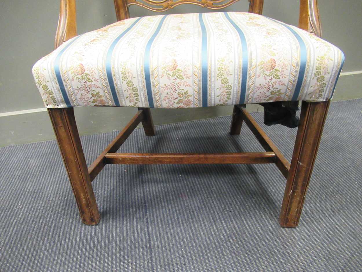 A 19th century mahogany pierced ladder back open armchair - Image 3 of 5