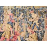 A large machine woven tapestry panel141 x 180Fabric appears good, very minor loose threads. Measures