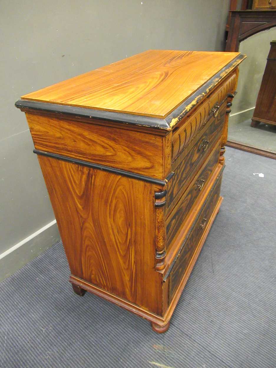 A faux painted wood grain chest of drawers, comprising of four long drawers flanked by split - Image 5 of 6