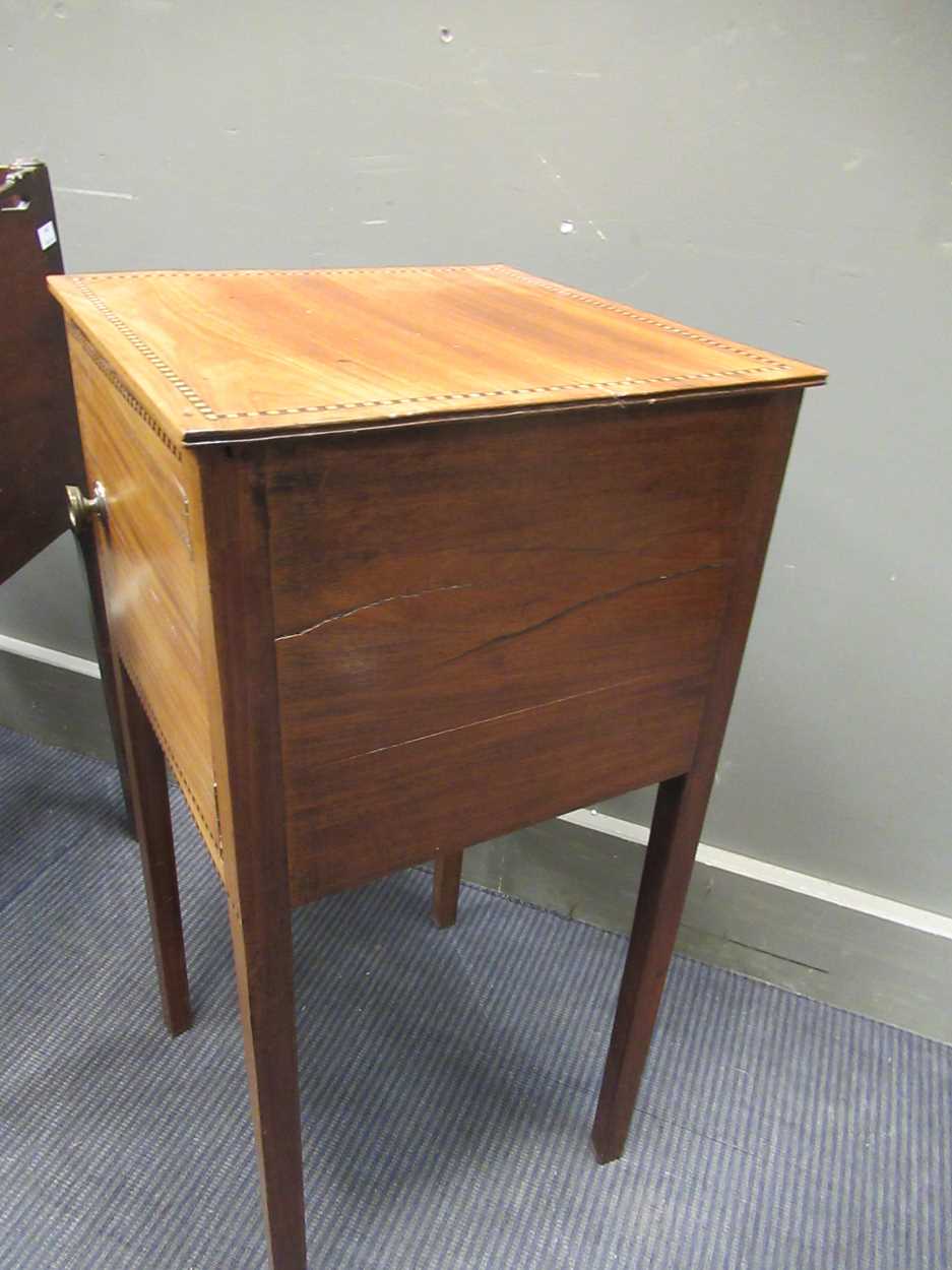 A 19th century tambour fronted night cupboard 75 x 47 x 42cm together with a mahogany pot cupboard - Image 4 of 8
