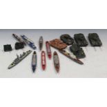 Nine Dinky Sea Kings models, two Dinky Leopard tanks, a Corgi recovery tank etc