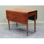 A 19th century mahogany Pembroke table, the rounded rectangular drop flap top above a single end