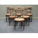 A set of six 19th century mahogany bar back dining chairs with dished seats on turned legs (6)