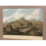 Scenes of China. The Great Wall of China, engraving 1796, hand coloured, 33 x 43cm; two photographic