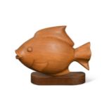 A Danish teak carved model of a fish in profile,