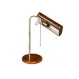 A mid-century brass and enamel desk lamp,