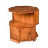 A Heal's asymmetric walnut side table / cabinet, circa 1930,