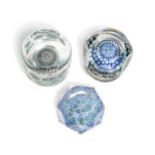 A group of three Whitefriars faceted millefiori paperweights,