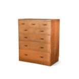 A Heal's Art Deco pale oak chest of drawers,