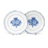 Emile Gallé for St. Clement Nancy, a pair of faience armorial plates,