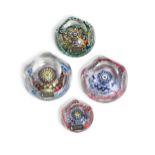 A group of four Whitefriars faceted millefiori glass paperweights,