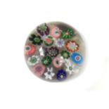 A Clichy spaced millefiori glass paperweight,