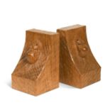 Robert 'Mouseman' Thompson (1876-1955), a pair of oak bookends,