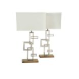 A pair of modern chrome table lamps,