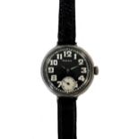 Rolex - An early 20th century Swiss silver trench style wristwatch,