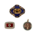 A trio of 19th century enamelled jewels,