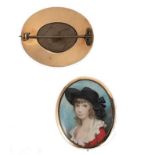 Y A late 18th century portrait miniature memorial brooch,