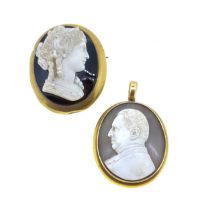 A cameo pendant together with a cameo brooch,