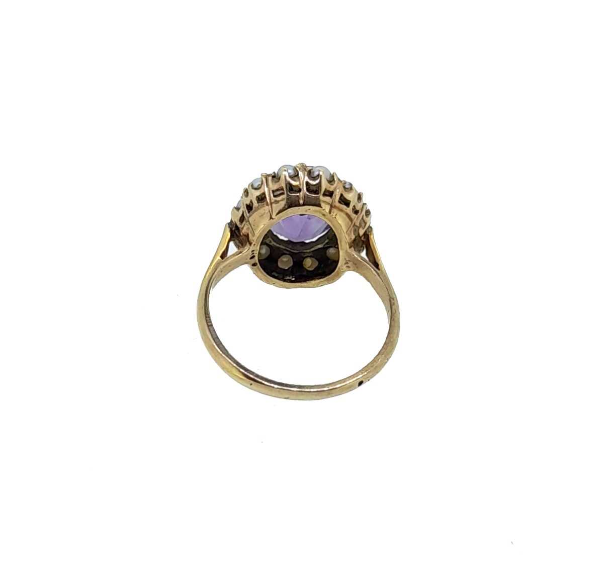 An amethyst and split pearl ring, together with a pair of ear pendants, - Image 2 of 4