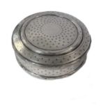 A French metalwares silver circular powder box,